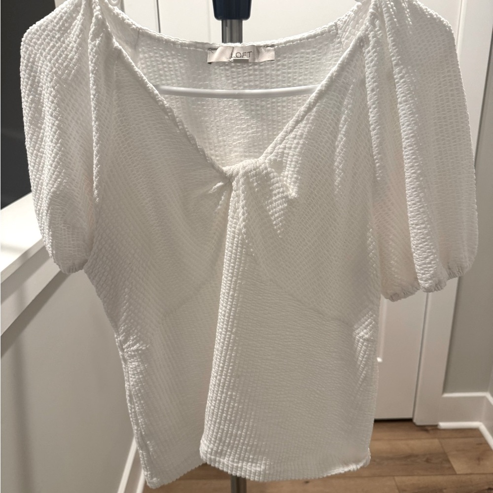 LOFT Women's white Textured Blouse